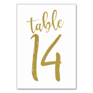 Tarjeta De Mesa Purpurina de oro Número de tabla 14