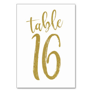 Tarjeta De Mesa Purpurina de oro Número de tabla 16