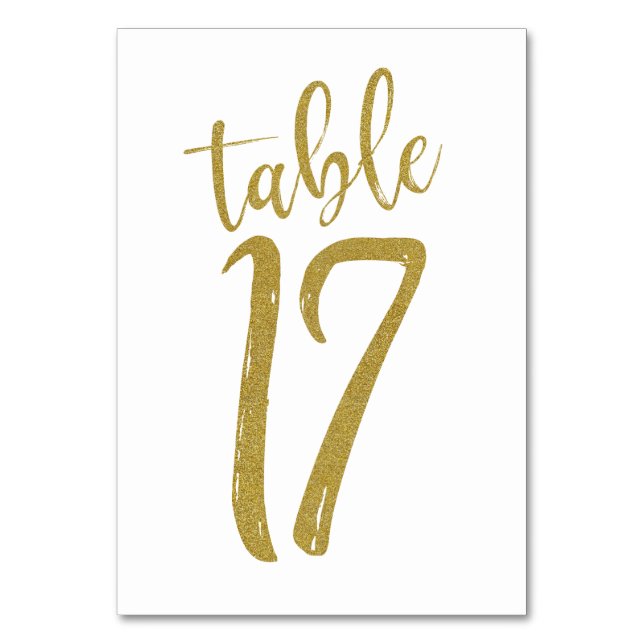 Tarjeta De Mesa Purpurina de oro Número de tabla 17 (Anverso)