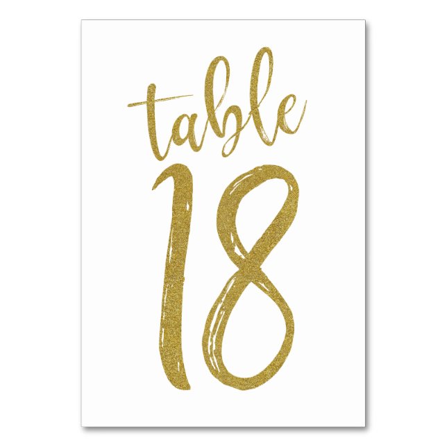 Tarjeta De Mesa Purpurina de oro Número de tabla 18 (Anverso)