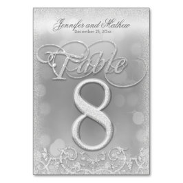 Tarjeta De Mesa Purpurina Elegante de Faux Plata