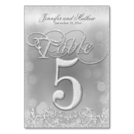 Tarjeta De Mesa Purpurina elegante de imitación de plata número 5