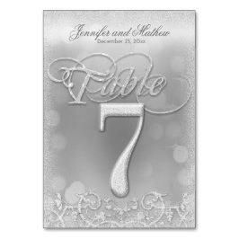 Tarjeta De Mesa Purpurina elegante de imitación plateada