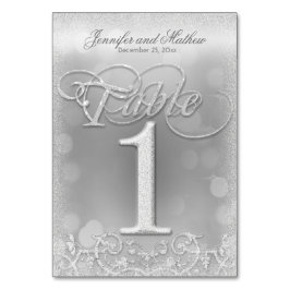 Tarjeta De Mesa Purpurina elegante de imitación plateada número 1