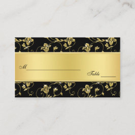 Tarjeta De Mesa Purpurina negro y dorado miran a las placas floral