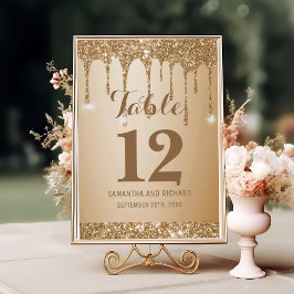 Tarjeta De Mesa Purpurina Oro Dris Champagne Beige