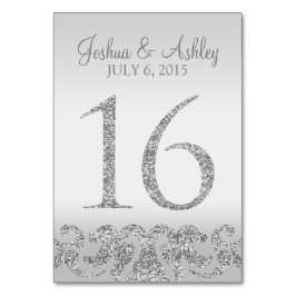Tarjeta De Mesa Purpurina plateado Aspecto Boda Números de tabla-1