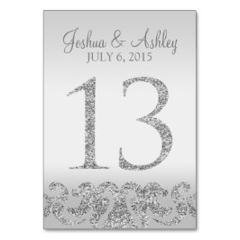 Tarjeta De Mesa Purpurina plateado Aspecto Boda Números de tabla-1