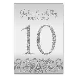Tarjeta De Mesa Purpurina plateado Aspecto Boda Números de tabla-1