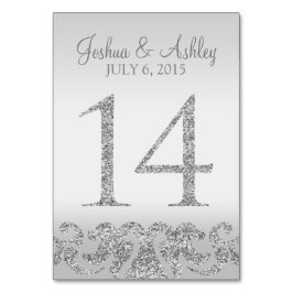 Tarjeta De Mesa Purpurina plateado Aspecto Boda Números de tabla-1