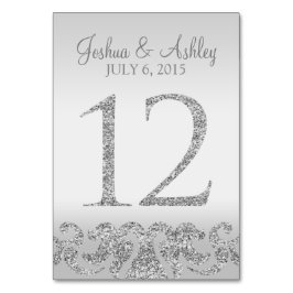 Tarjeta De Mesa Purpurina plateado Aspecto Boda Números de tabla-1