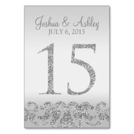Tarjeta De Mesa Purpurina plateado Aspecto Boda Números de tabla-1
