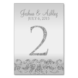 Tarjeta De Mesa Purpurina plateado Aspecto Boda Números de tabla-2