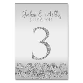 Tarjeta De Mesa Purpurina plateado Aspecto Boda Números de tabla-3