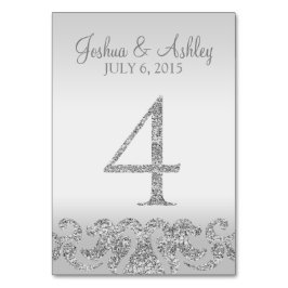 Tarjeta De Mesa Purpurina plateado Aspecto Boda Números de tabla-4