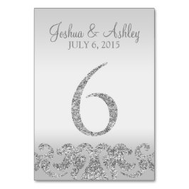Tarjeta De Mesa Purpurina plateado Aspecto Boda Números de tabla-6