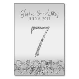 Tarjeta De Mesa Purpurina plateado Aspecto Boda Números de tabla-7