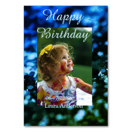 Tarjeta De Mesa Purpurina verde azul foto niños cumpleaños óxido m