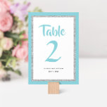 Tarjeta De Mesa Purpurinoso Bat Mitzvah Azul claro y plateado<br><div class="desc">Este número de mesa de moda de Bat Mitzvah presenta un purpurina falso brillante sobre un fondo de color sólido. Utilice el formulario de plantilla para agregar su propia información. La Herramienta de diseño se puede utilizar para cambiar el estilo de fuente,  el color y el diseño.</div>