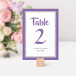 Tarjeta De Mesa Purpurinoso Bat Mitzvah Morado y Plata<br><div class="desc">Este número de mesa de moda de Bat Mitzvah presenta un purpurina falso brillante sobre un fondo de color sólido. Utilice el formulario de plantilla para agregar su propia información. La Herramienta de diseño se puede utilizar para cambiar el estilo de fuente,  el color y el diseño.</div>
