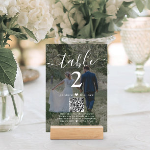 Tarjeta De Mesa QR Código 2 Foto Captura de Blanco Boda de Amor