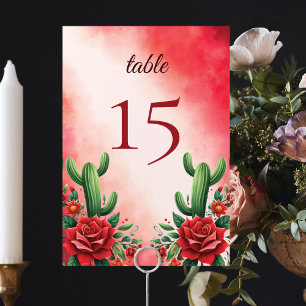 Tarjeta De Mesa Quinceañera de estilo mexicano rojo