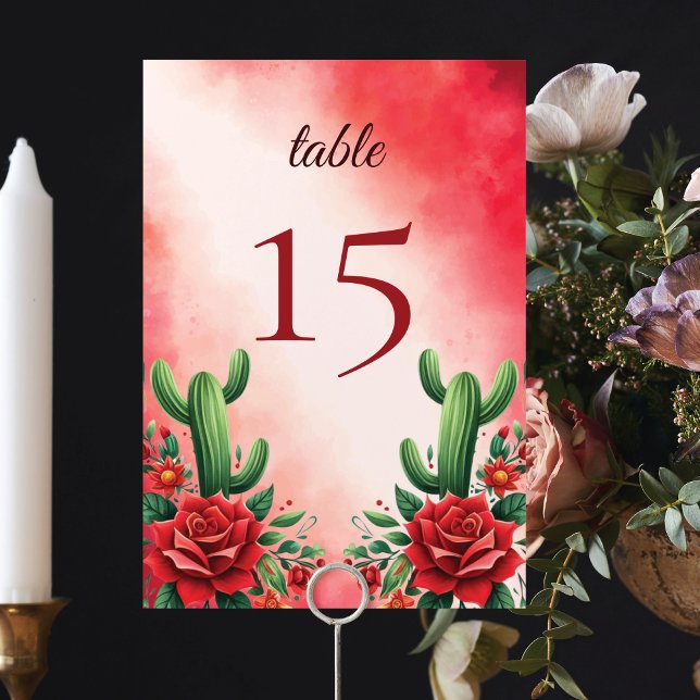 Tarjeta De Mesa Quinceañera de estilo mexicano rojo (Subido por el creador)