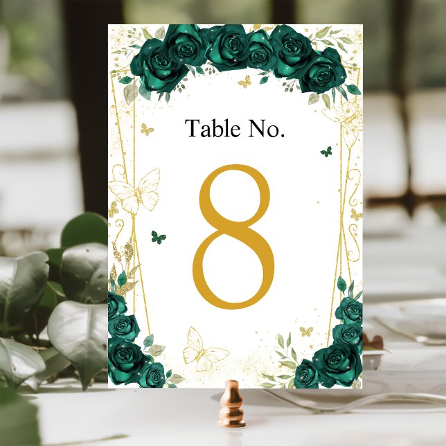 Tarjeta De Mesa Quinceañera Emerald Green Flores (Subido por el creador)