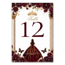 Quinceañera Esmeralda Rosas Burgundy Oro Princesa