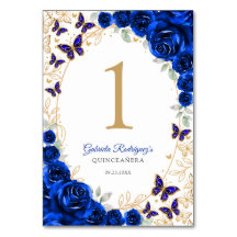 Quinceañera Floral Azul Real Dorado