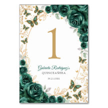 Quinceañera Floral Verde Esmeralda Dorado