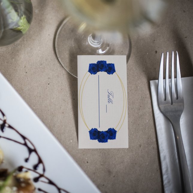Tarjeta De Mesa Quinceañera geométrica real azul y oro (Subido por el creador)