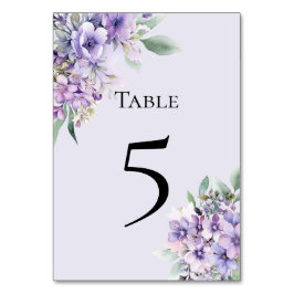 Tarjeta De Mesa Quinceanera Lavender floral Table Number Card