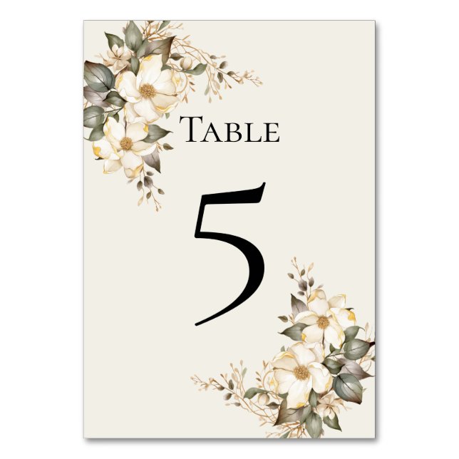 Tarjeta De Mesa Quinceanera Magnolia Table Number Card (Anverso)