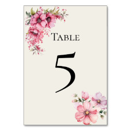 Tarjeta De Mesa Quinceanera pink floral Table Number Card