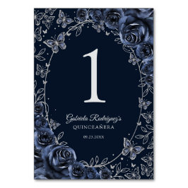 Tarjeta De Mesa Quinceañera Plata Marina