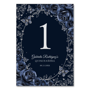 Tarjeta De Mesa Quinceañera Plata Marina