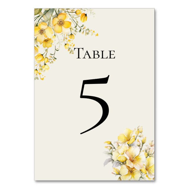 Tarjeta De Mesa Quinceanera yellow gold Table Number Card (Anverso)
