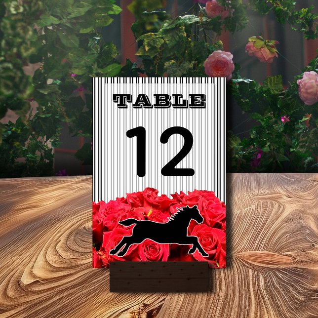 Tarjeta De Mesa Racehorse y Rosas Derby Fiesta (Racehorse and Roses Derby Party Table Number Cards 3.5" x 5" - ultra thick cards or semi-gloss)