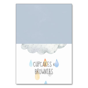 Tarjeta De Mesa Rain Cloud Boy Baby Shower Buffet Food Labs