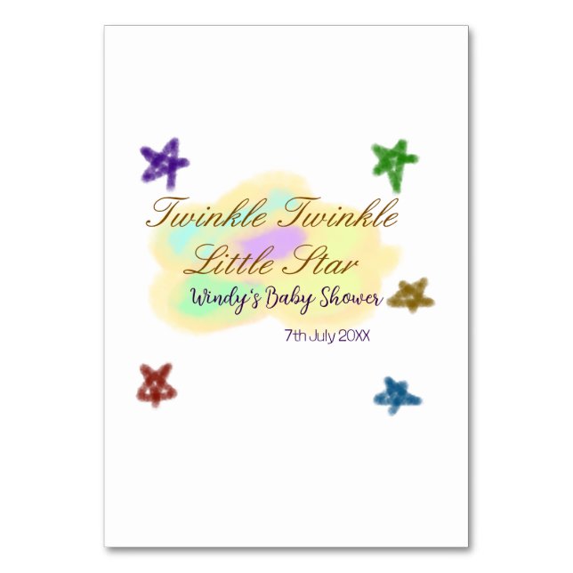 Tarjeta De Mesa Rainbow clouds twinkle Twinkle Little Star baby (Anverso)