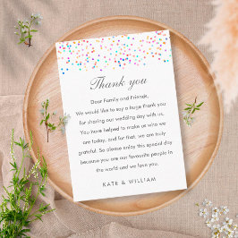 Tarjeta De Mesa Rainbow Confetti Boda Gracias