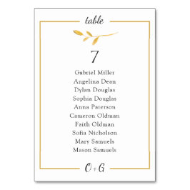Tarjeta De Mesa Rama aireada de oro. Gráfico de asientos Boda con