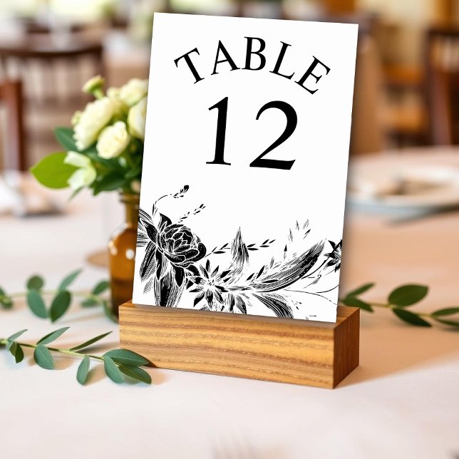 Tarjeta De Mesa Rama con boda de flores blancas y negras (Subido por el creador)