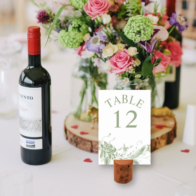 Tarjeta De Mesa Rama con boda de flores verdes y blancas de sabio (Subido por el creador)