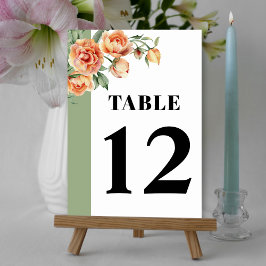Tarjeta De Mesa Rama con rosa de melocotón boda floral