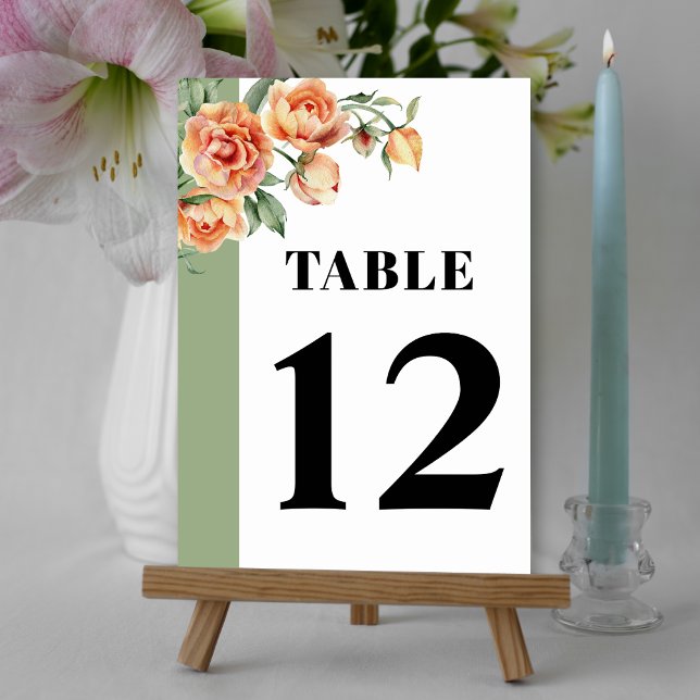 Tarjeta De Mesa Rama con rosa de melocotón boda floral (Subido por el creador)