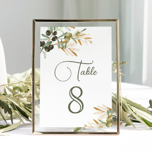 Tarjeta De Mesa Rama Dorada de Hojas de Olivo Boda