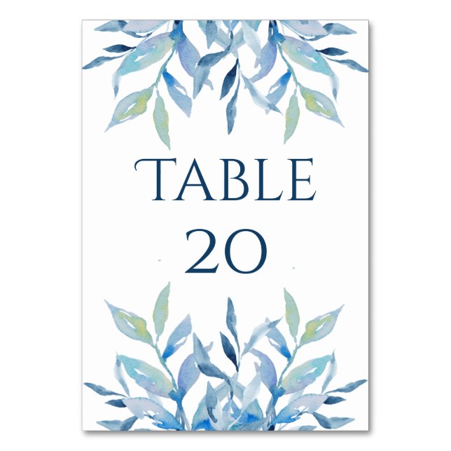 Tarjeta De Mesa Ramas Blue Willow, Recepción de Boda acuarela (Anverso)