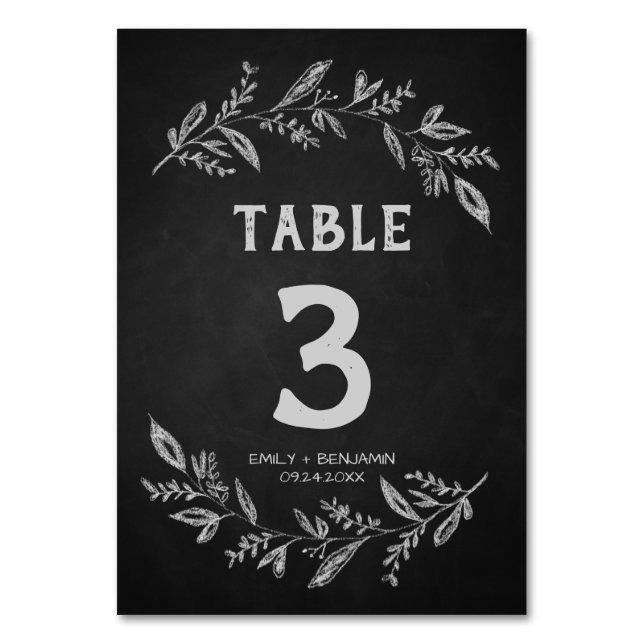 Tarjeta De Mesa Ramas curvas | Número de tabla de cartón (Anverso)
